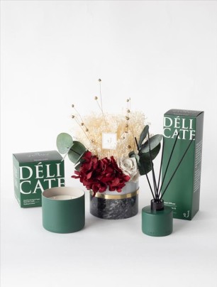 Cherry, Delicate Candle ve Reed Diffuser  (İncir ve Gül Kokulu) Hediye Seti